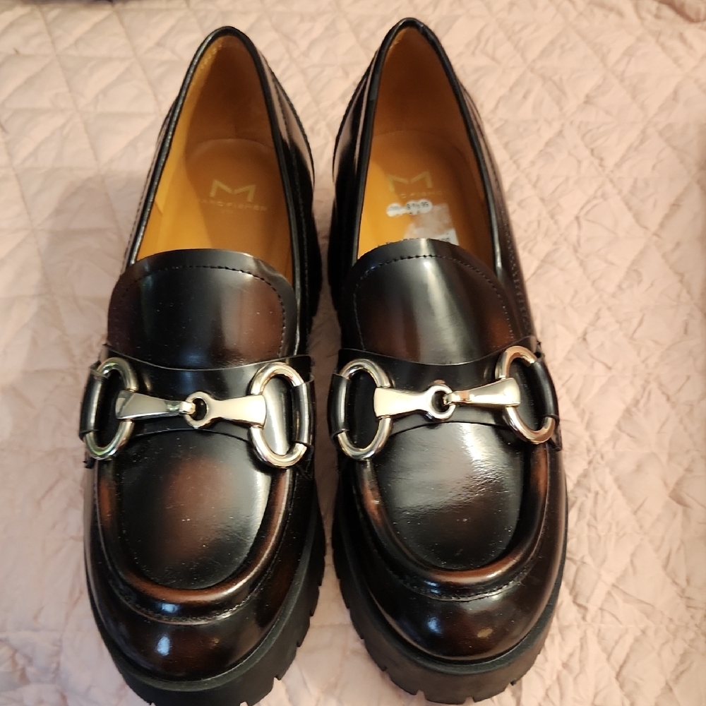 Marc Fisher Brown Loafers with Gold Accents